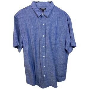 Men's Linen Button Up Tailored Fit Preppy Resort Wear Sz Large Lands' End NWOT